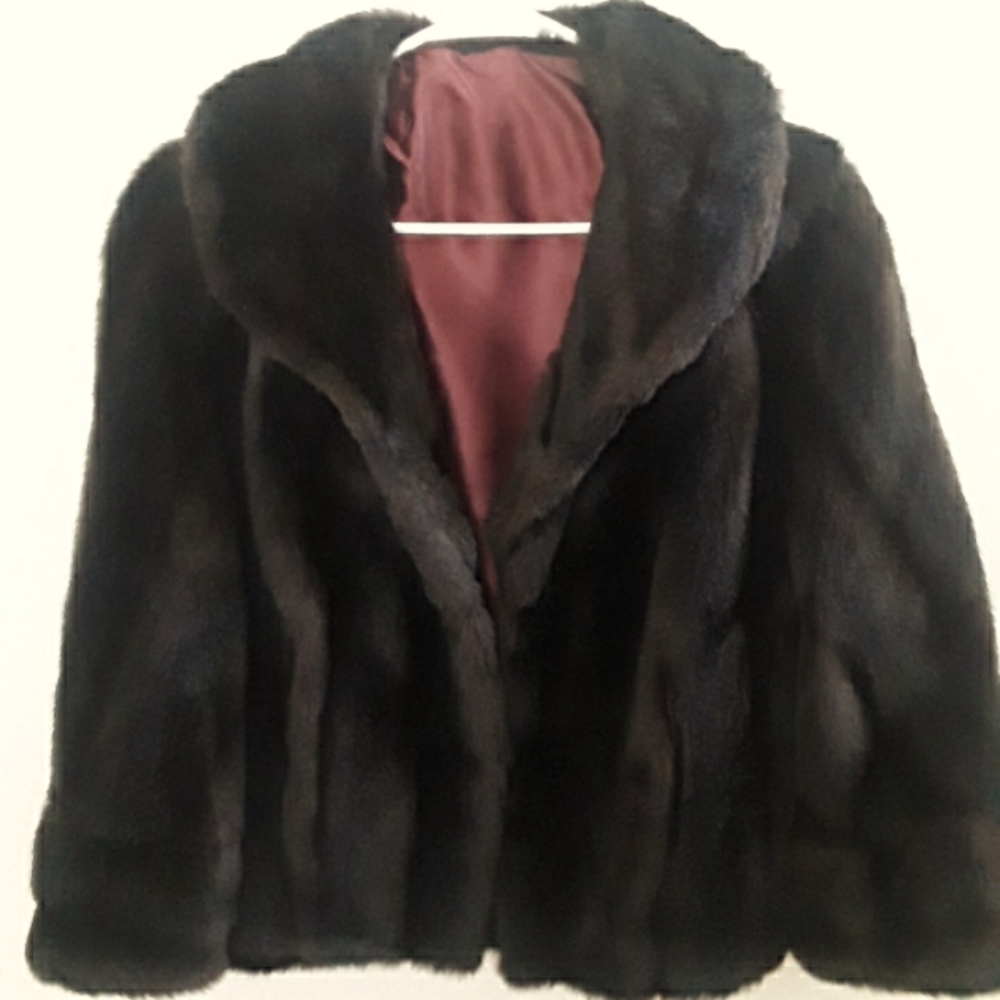 Faux Mink Vintage Cape Dark Brown